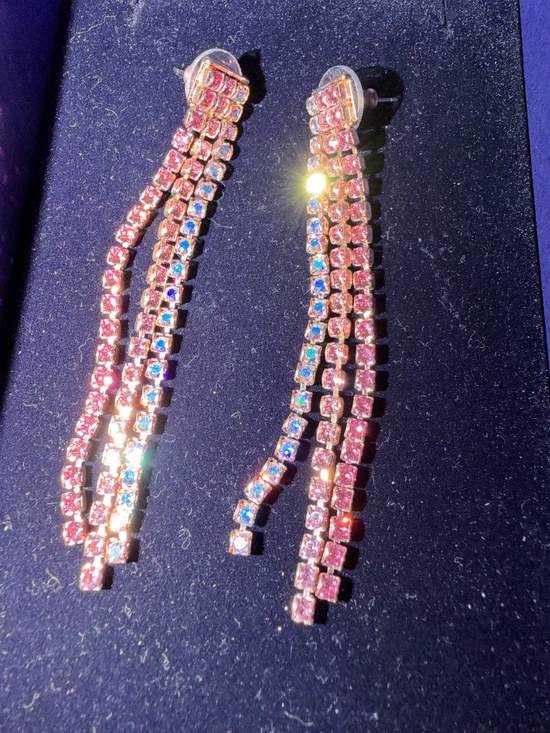 Swarovski Jewelry - Swarovski long dangle earrings with multi-pink stones - gorgeous!
